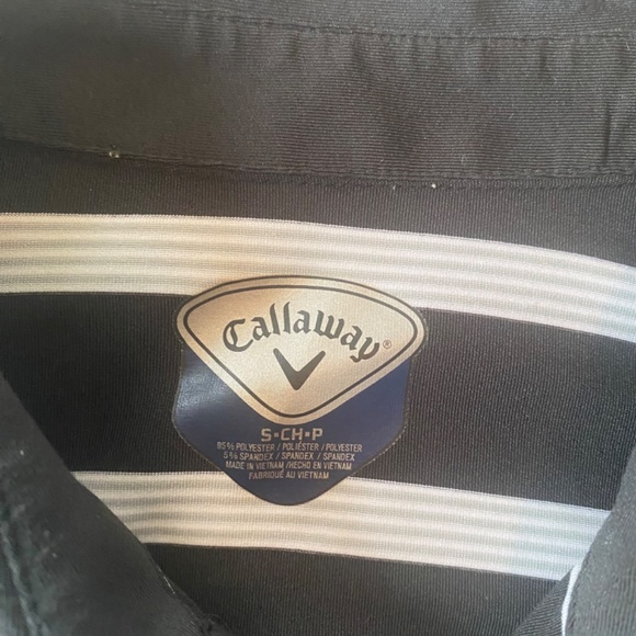 Callaway Golf Men’s Performance Polo Shirt Black/White Striped Size Small - Picture 5 of 5